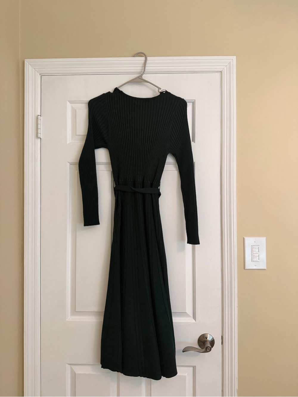Lulu's Forest Green Ribbed Wrap Midi Dress - Picture 6 of 6